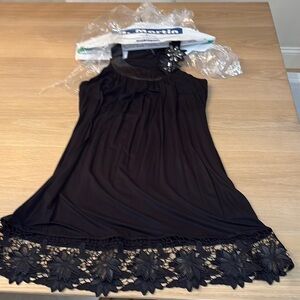 Martin Black Mini Dress with Floral Lace